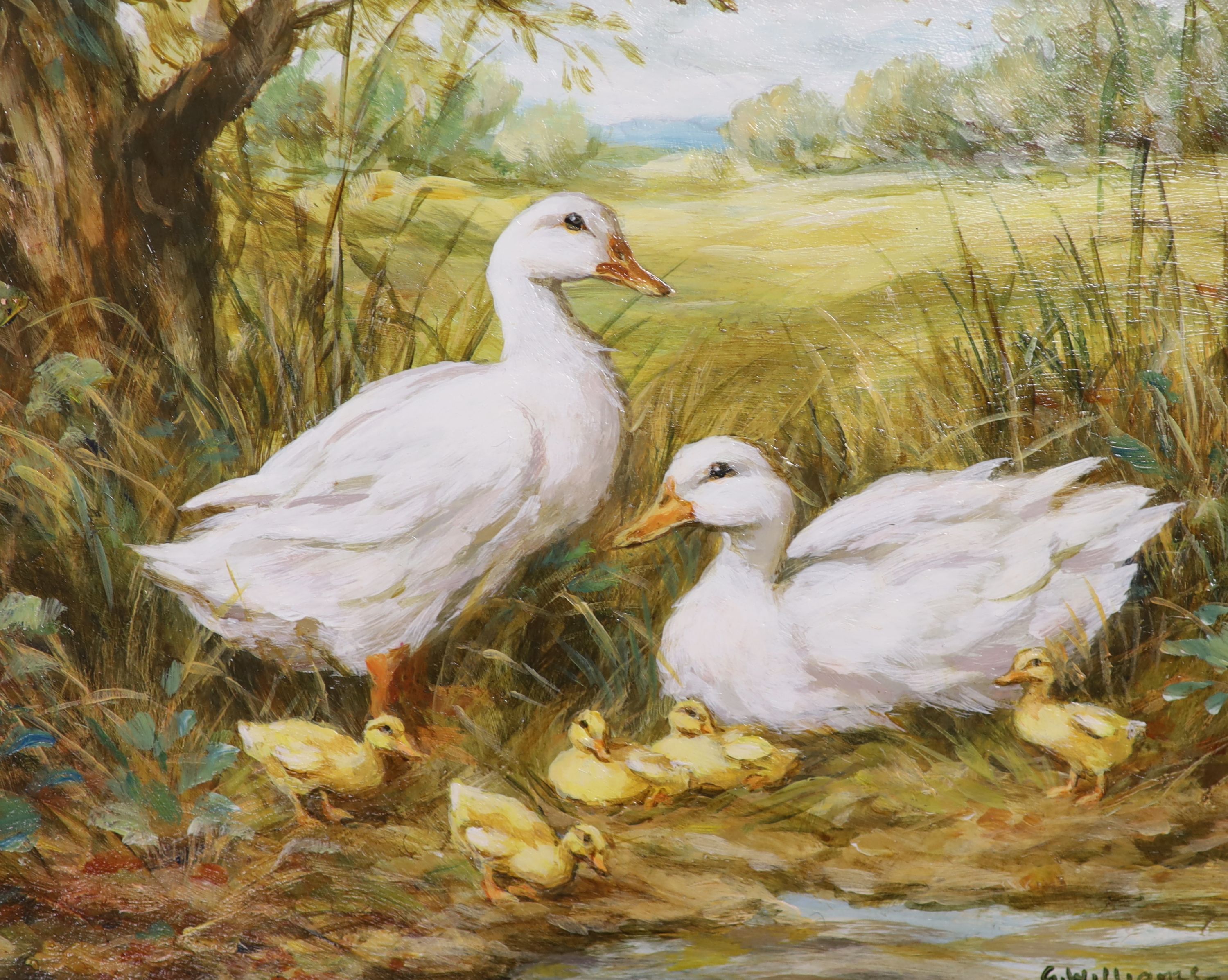 G. Williams, pair of oils on panel, Ducks and ducklings, signed, 10 x 12cm